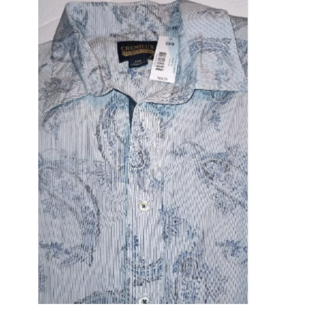 Paisley Men's Cremieux Premium Denim Shirt Short Sleeve Sz 2XB Big & Tall Cotton